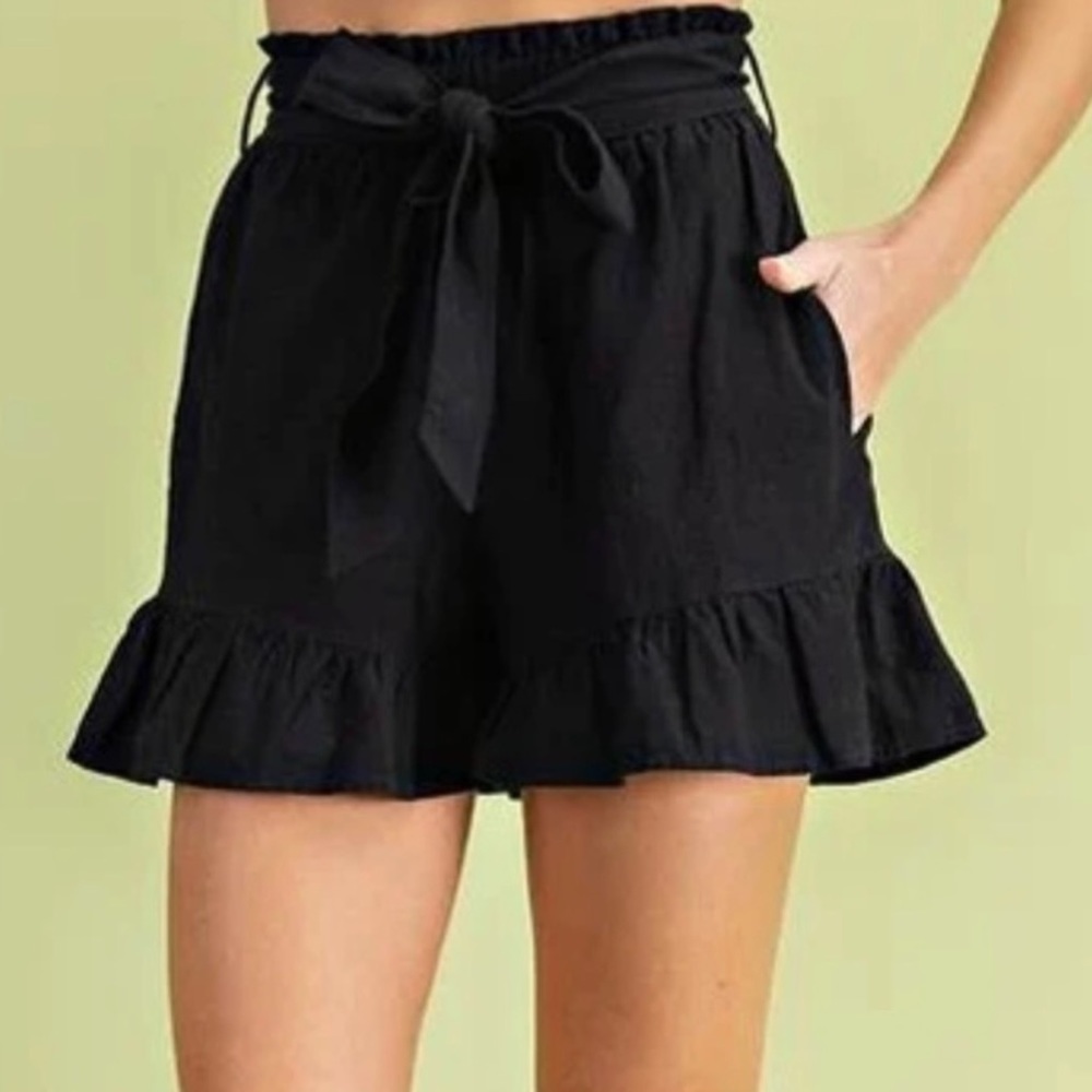 Los Angeles Atelier & Other Stories black Wrap 100% linen mini skirt, Size Small
